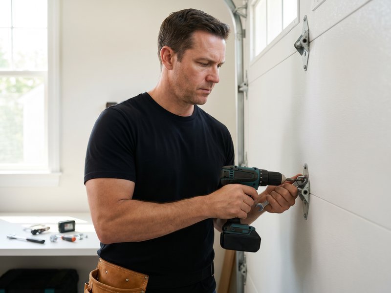 Technician checking small hardware with a cordless tool